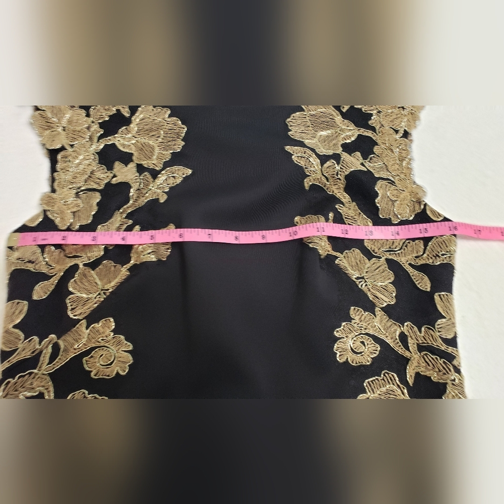 Tadashi Shoji Kami Dress Black & Gold  Knee length Sleeveless Size 6 Petite - Picture 9 of 16